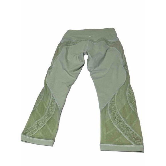 Lululemon Wunder Under Crop 21" Lace Green Size 8‎ - Picture 1 of 5